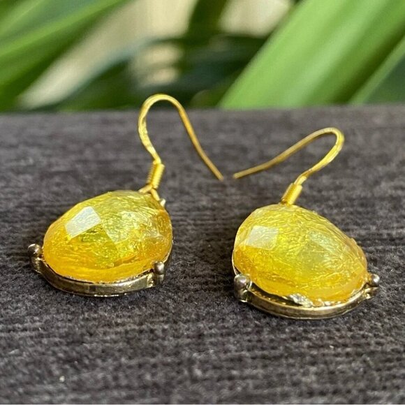 Shimmering Gold Foil Tear Drop Earrings - Picture 3 of 10